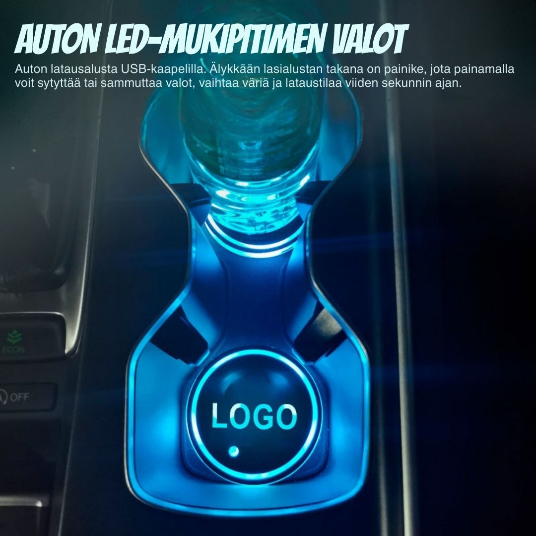 LoisteKuppi – 7-värinen LED-valotyyny auton mukitelineeseen