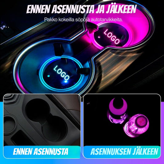 LoisteKuppi – 7-värinen LED-valotyyny auton mukitelineeseen