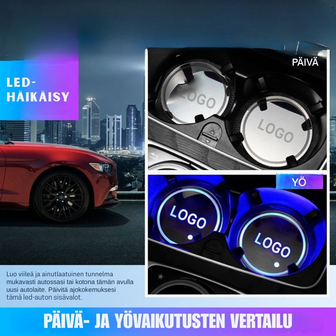 LoisteKuppi – 7-värinen LED-valotyyny auton mukitelineeseen